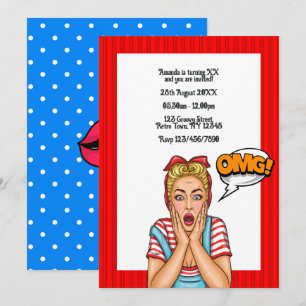 Convite de Aniversário de Pop Art em Quadrinhos