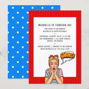 Convite de Aniversário de Pop Art em Quadrinhos