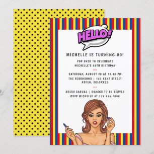 Convite de Aniversário de Pop Art em Quadrinhos