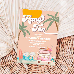 Convite de Aniversário de Praia com Tema de Surf