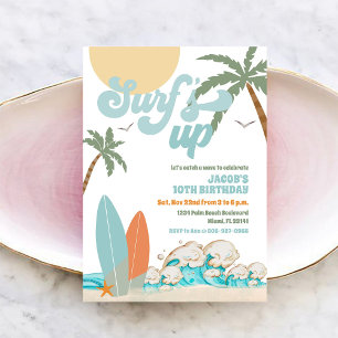 Convite de Aniversário de Praia de Surf