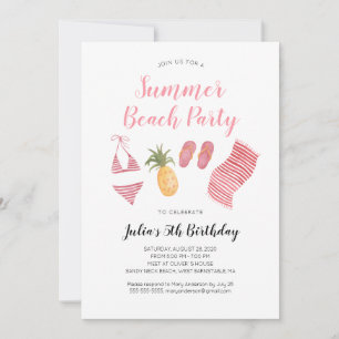 Convite de aniversário de praia de Watercolor