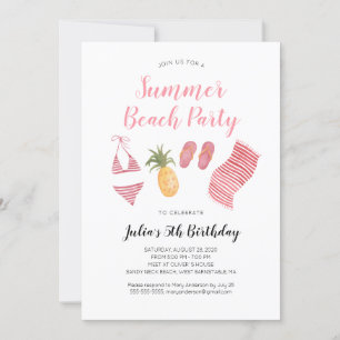 Convite de aniversário de praia de Watercolor