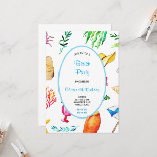 Convite de aniversário DE PRAIA MULTICOLOR