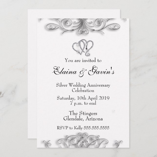 Convite de Aniversário de Prata de 25 anos (Frente/Verso)