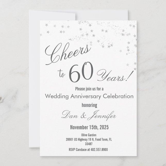 Convite de Aniversário de Prata de 60 Anos (Frente)