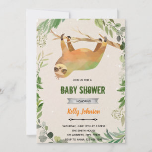 convite de aniversário de preguiça verdejante