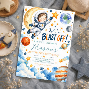 Convite de Aniversário de Primeiro Ano de Astronau