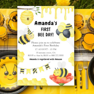 Convite de Aniversário de Primeiro Dia do Bee com