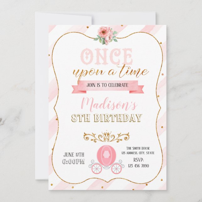 convite de aniversário de princesa (Frente)
