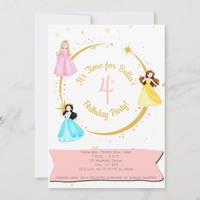 Convite de Aniversário de Princesa (Frente)