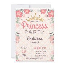 Convite de Aniversário de Princesa com Floral Eleg