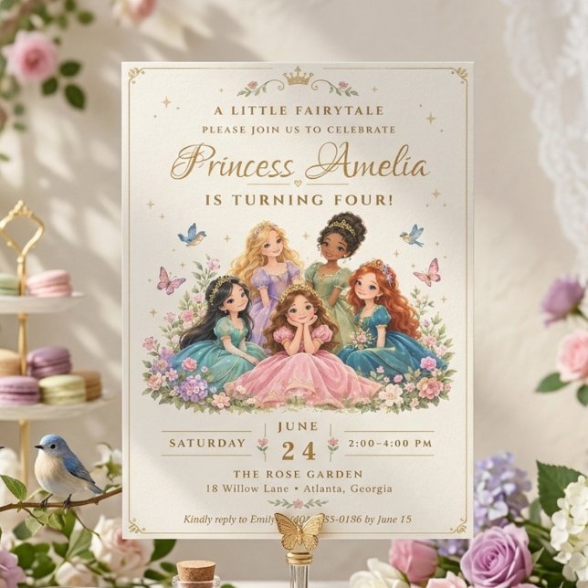 Convite de Aniversário de Princesa Conto de Fadas  (Criador carregado)