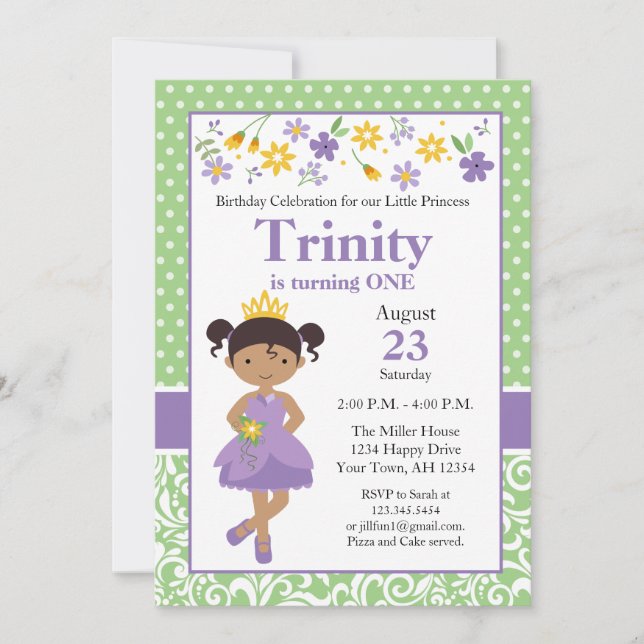 Convite de Aniversário de Princesa, convite de fes (Frente)