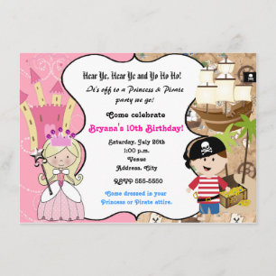 Convite de Aniversário de Princesa e Pirata