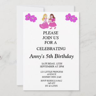 Convite de aniversário de princesa Rosa & Dourado