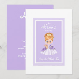 Convite de aniversário de princesinha branca e rox