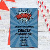Convite de aniversário de quadrinhos super-herói