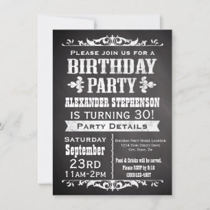 Convite de aniversário de Quadros Chalkboard Vint