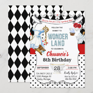 CONVITE DE ANIVERSÁRIO DE QUALQUER IDADE - Alice n