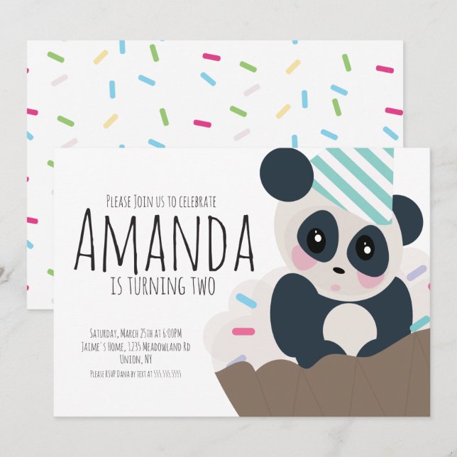 Convite de Aniversário de Qualquer Idade com Purpu (Frente/Verso)