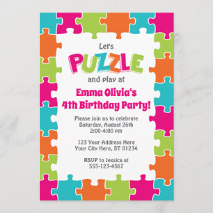 Convite de Aniversário de Quebra-cabeça  Quebra-ca