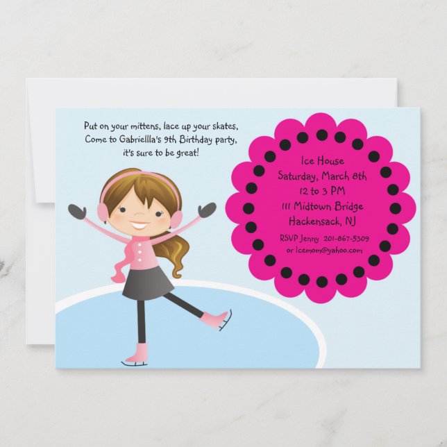 Convite De Aniversário De Quente Rosa De Gelo Para (Frente)