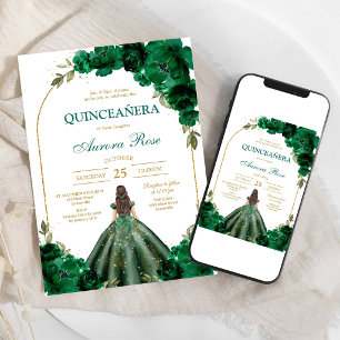 Convite de Aniversário de Quince Anos Green Mis Qu