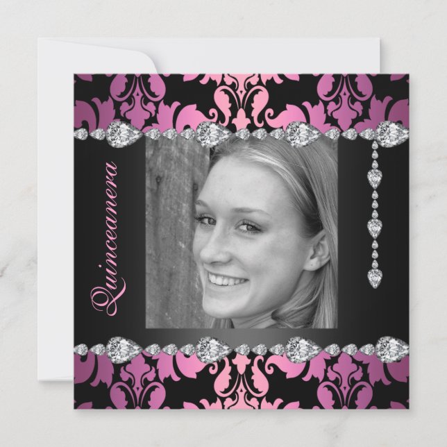 Convite de Aniversário de Quinceanera com Foto de  (Frente)
