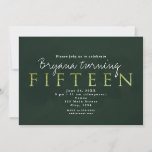 Convite de Aniversário de Quinze 15 Anos Green Fif