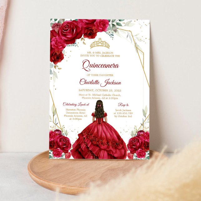 Convite de Aniversário de Quinze Anos com Rosas Ve (Criador carregado)