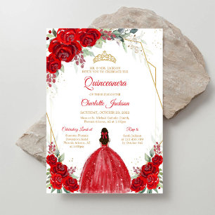 Convite de Aniversário de Quinze Anos com Rosas Ve