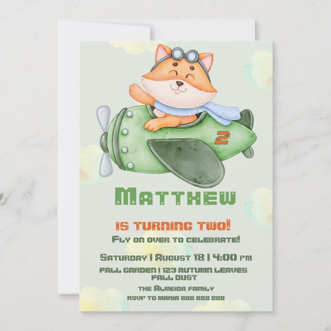 Convite de aniversário de Raposa Voadora Adorável (Frente)