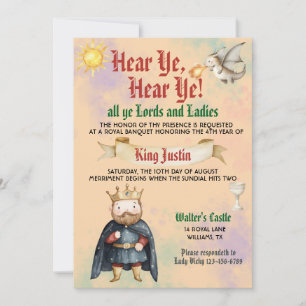 Convite de aniversário de Rei Medieval Renascentis