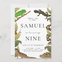Convite de aniversário de répteis