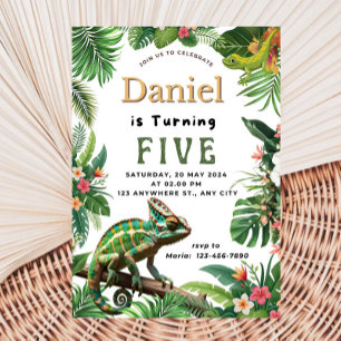 Convite de aniversário de réptil