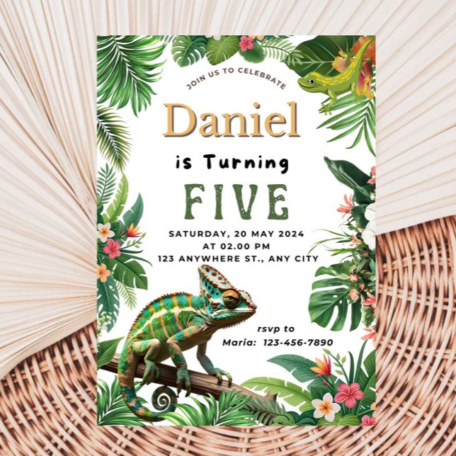 Convite de aniversário de réptil (Criador carregado)