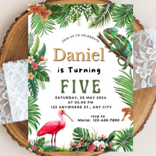 Convite de aniversário de réptil