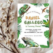 Convite de aniversário de réptil