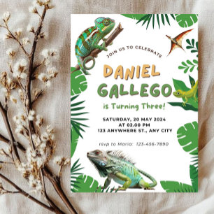 Convite de aniversário de réptil