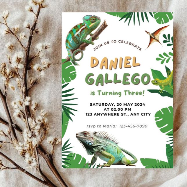 Convite de aniversário de réptil (Criador carregado)
