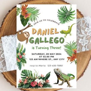 Convite de aniversário de réptil