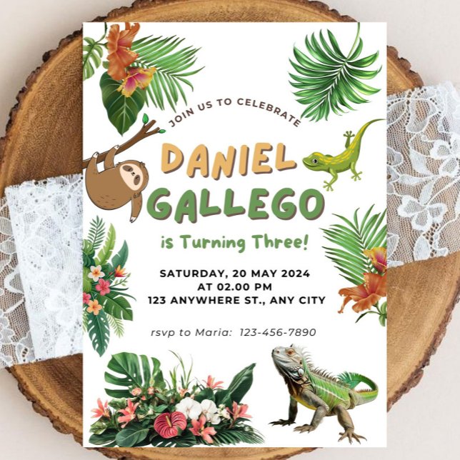 Convite de aniversário de réptil (Criador carregado)