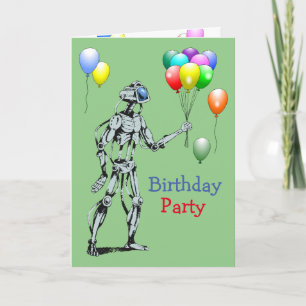 Convite de Aniversário de Robô com Balões