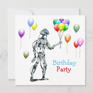 Convite de Aniversário de Robô com Balões