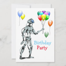 Convite de Aniversário de Robô com Balões