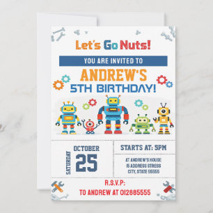 Convite de Aniversário de Robô Personalizado
