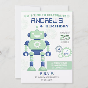 Convite de Aniversário de Robô Pessoal