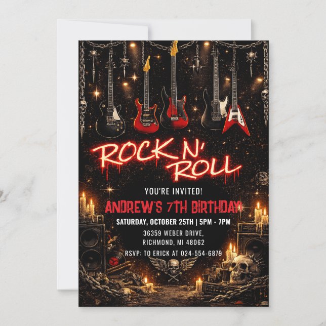 Convite de Aniversário de Rockstar Pessoal (Frente)