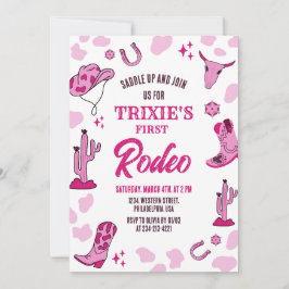 Convite de aniversário de rodeio de 1 rua Cowgirl 